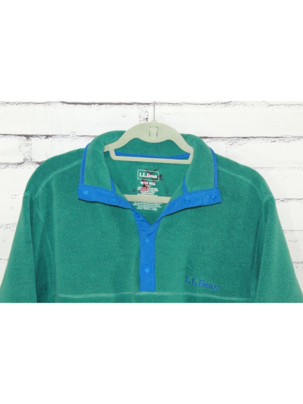 LL Bean Classic Snap Fleece Pullover Sweater Outdoor Athletic Green XS - Picture 7 of 11